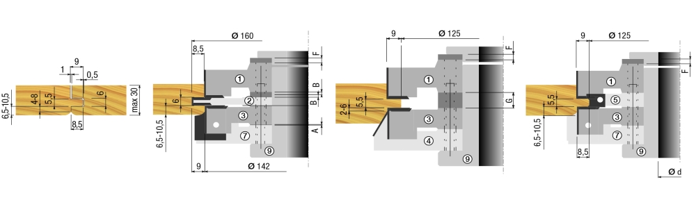 Wendeplatten-Verstellbarer Nut-und Federfräser 160,2x-x30xZ=2+2+2+2 V=4
